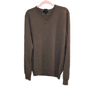 Men’s J.Crew Mocha Slim Large Merino Wool V Neck Sweater